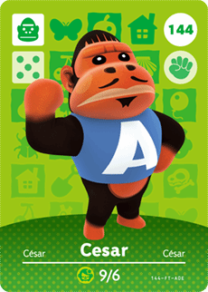 Animal Crossing Genuine Official Amiibo Card Cesar 144 - jeux video game-x