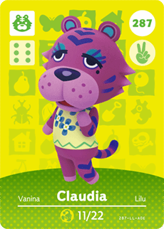 Animal Crossing Genuine Official Amiibo Card Claudia 287 - jeux video game-x