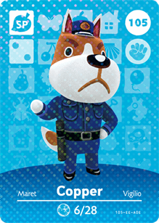Animal Crossing Genuine Official Amiibo Card Copper 105 - jeux video game-x