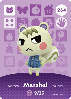 Animal Crossing Genuine Official Amiibo Card Marshal 264 - jeux video game-x