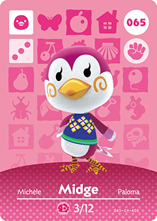 Animal Crossing Genuine Official Amiibo Card Midge 65 - jeux video game-x