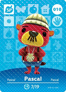 Animal Crossing Genuine Official Amiibo Card Pascal 10 - jeux video game-x