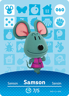 Animal Crossing Genuine Official Amiibo Card Samson 60 - jeux video game-x
