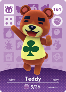 Animal Crossing Genuine Official Amiibo Card Teddy 161 - jeux video game-x