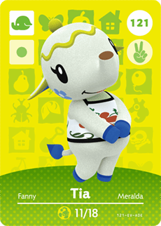 Animal Crossing Genuine Official Amiibo Card Tia 121 - jeux video game-x