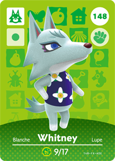 Animal Crossing Genuine Official Amiibo Card Whitney 148 - jeux video game-x