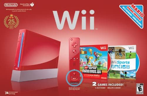 CONSOLE NINTENDO WII ROUGE RED RÉTROCOMPATIBLE SYSTEM RVL-001 NEW SUPER MARIO BROS WII AND WII SPORTS BUNDLE