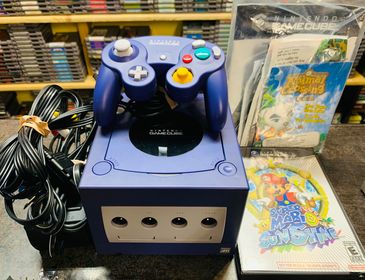 CONSOLE NINTENDO GAMECUBE NGC MAUVE DOL-001 INDIGO MARIO SUNSHINE BUNDLE - jeux video game-x