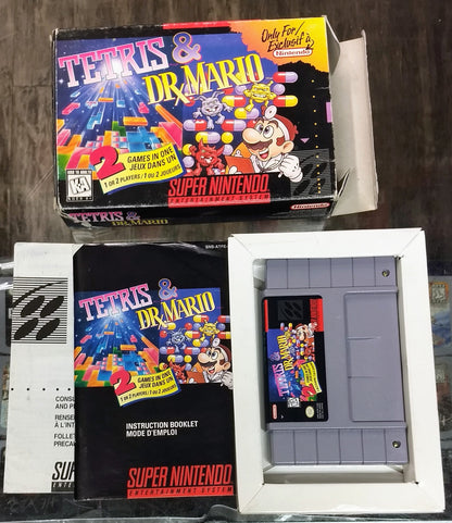 TETRIS AND DR. MARIO EN BOITE (SUPER NINTENDO SNES) - jeux video game-x