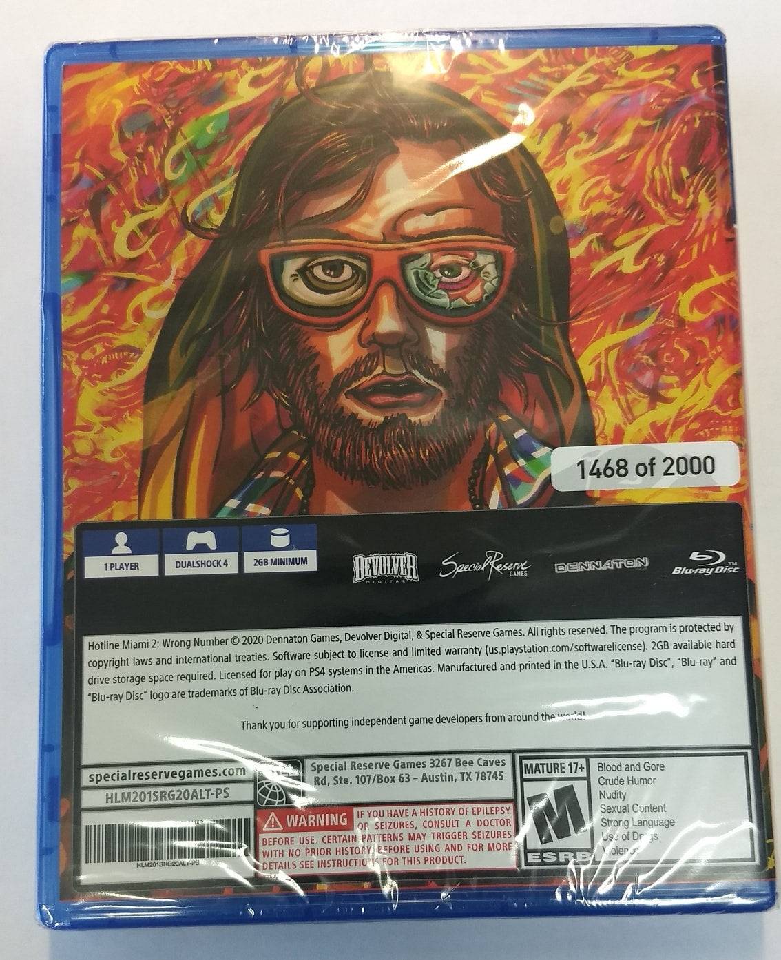 HOTLINE MIAMI 2 WRONG NUMBER (SPECIAL RESERVE GAMES #1468 OF 2000) (PLAYSTATION 4 PS4) - jeux video game-x