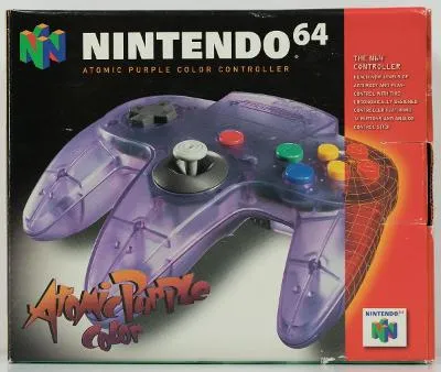 MANETTE NINTENDO 64 MAUVE TRANSPARENT N64 ATOMIC PURPLE CONTROLLER EN BOITE - jeux video game-x