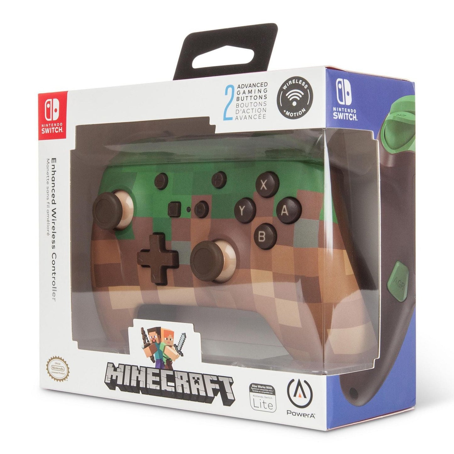 POWERA ENHANCED WIRELESS CONTROLLER FOR NINTENDO SWITCH – MINECRAFT GRASS BLOCK - jeux video game-x