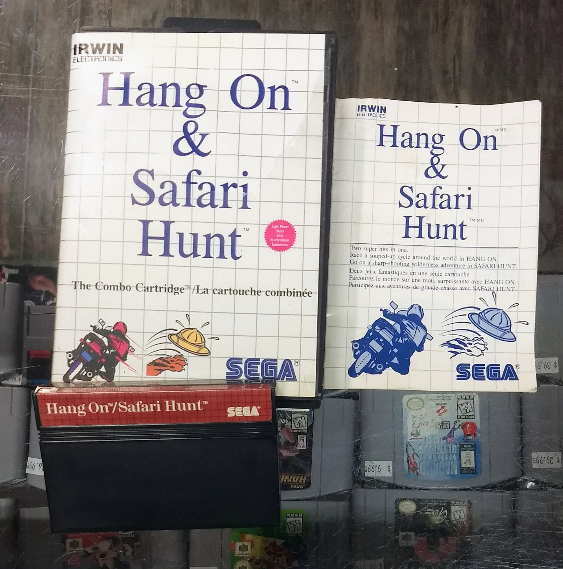 HANG-ON AND SAFARI HUNT SEGA MASTER SYSTEM SMS - jeux video game-x